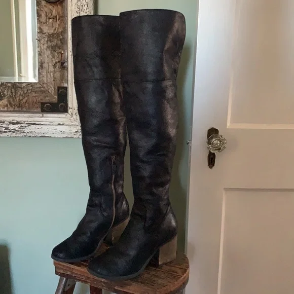 Hinge Canton Over the Knee Boot - Black